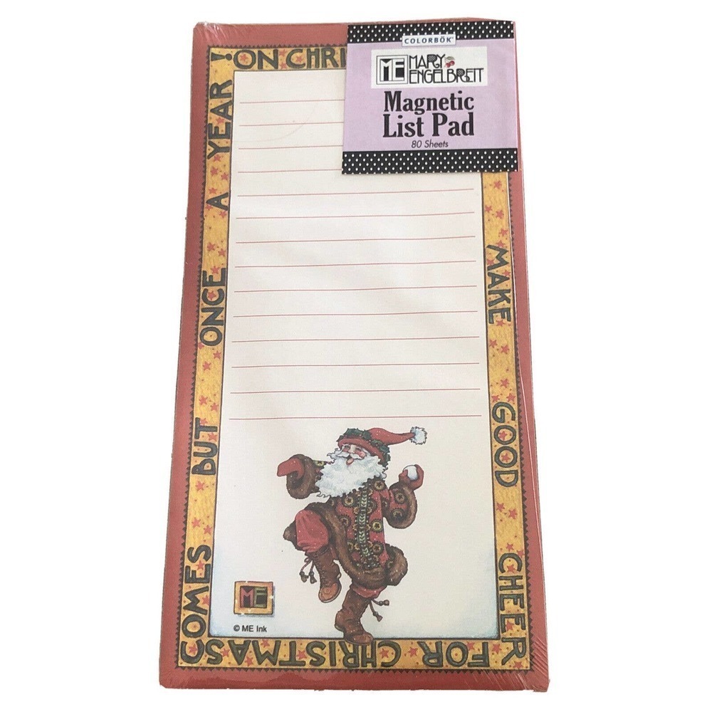 Mary Engelbreit Magnetic Cheer For Christmas Christmas List Pad Santa NEW Sealed